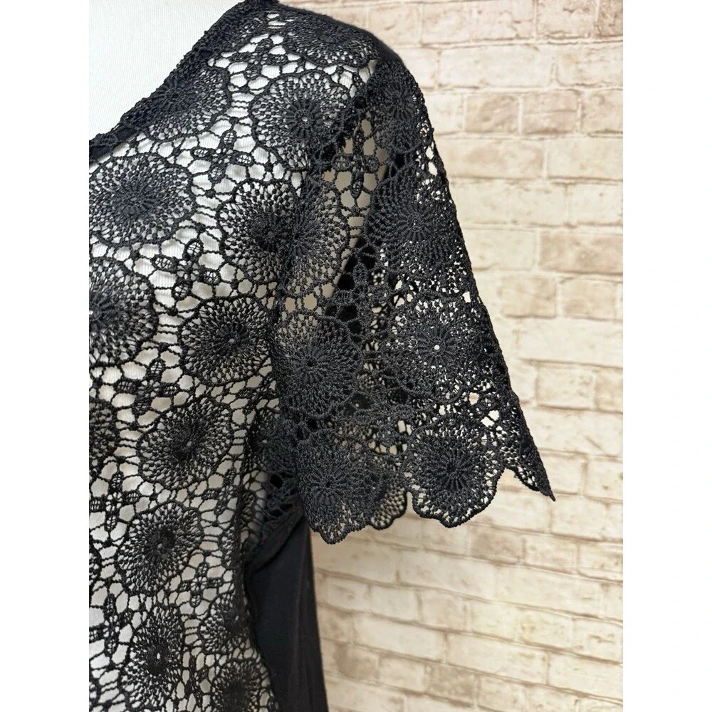 Black Lace Top Whimsigoth Witchy Dark‎ Romantic Fairy Flare Feminine Boho Size M